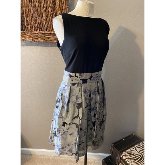 Ralph Lauren Dress Gray Black 12 Stretch V Back A Line Wedding Cruise Party - Picture 4 of 8